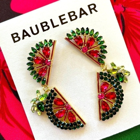 Brand New BaubleBar Watermelon Slide Drop Earrings Summer Fruit - Picture 4 of 9